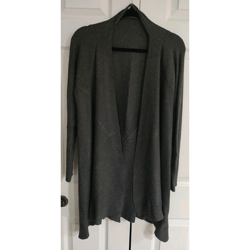 Dana Buchman Womens Asymmetrical Heather Gray Cardigan Sweater NWT $44 Sz. Small
